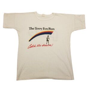 Vintage 1980's The Terry Fox Run T-Shirt Catch The Dream Medium One Size White